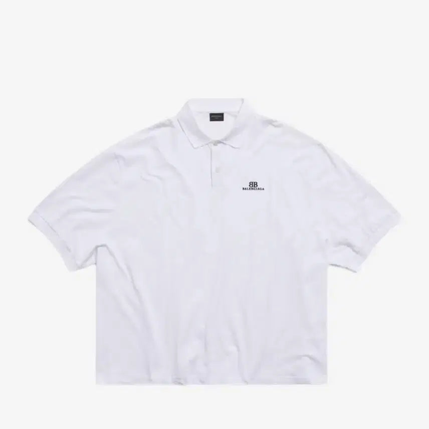 [BUNJANG] Balenciaga BB Classic Oversized Polo T-Shirt White / 발렌시아가 BB 로고 클래식 오버사이즈 폴로 반팔 티셔츠