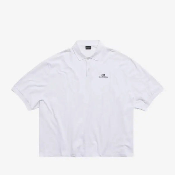 [BUNJANG] Balenciaga BB Classic Oversized Polo T-Shirt White / 발렌시아가 BB 로고 클래식 오버사이즈 폴로 반팔 티셔츠
