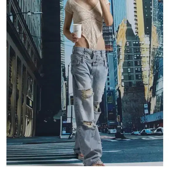 [BUNJANG] Gate Less Folding Sagging Denim Pants (New With Tags) / 게이트리스 폴딩 새깅 데님 (S/새상품택ㅇ/택포)