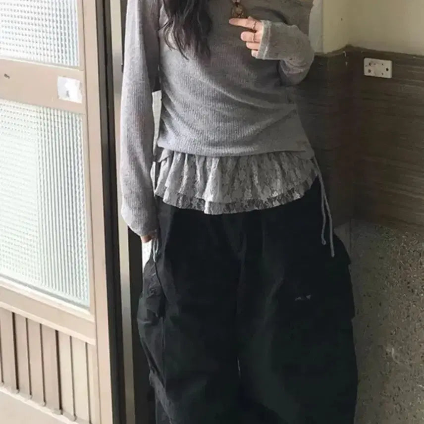 [BUNJANG] Sizzle Yurout Vintage Knit Grey / 시즐 유롯 빈티지 니트