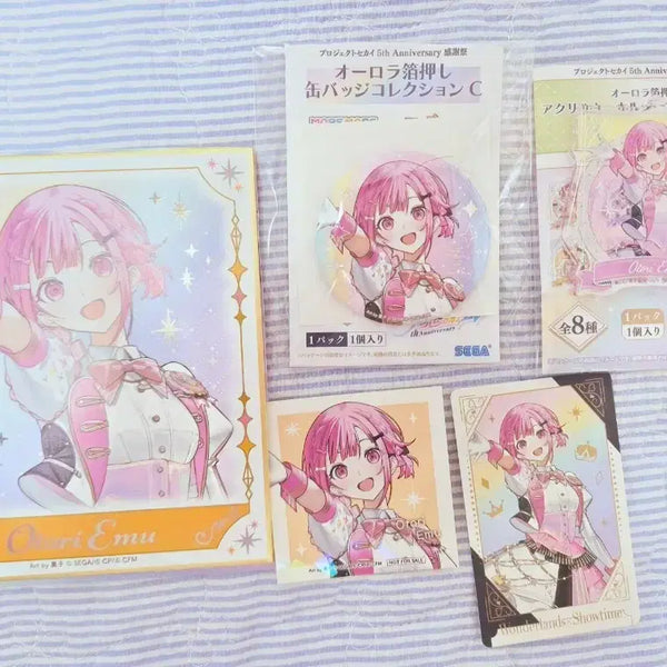 [BUNJANG] Project Sekai Amu Kanzai Goods Acrylic Keyholder, Can Badge, Shikishi Set / 프세카 에무 감사제 굿즈