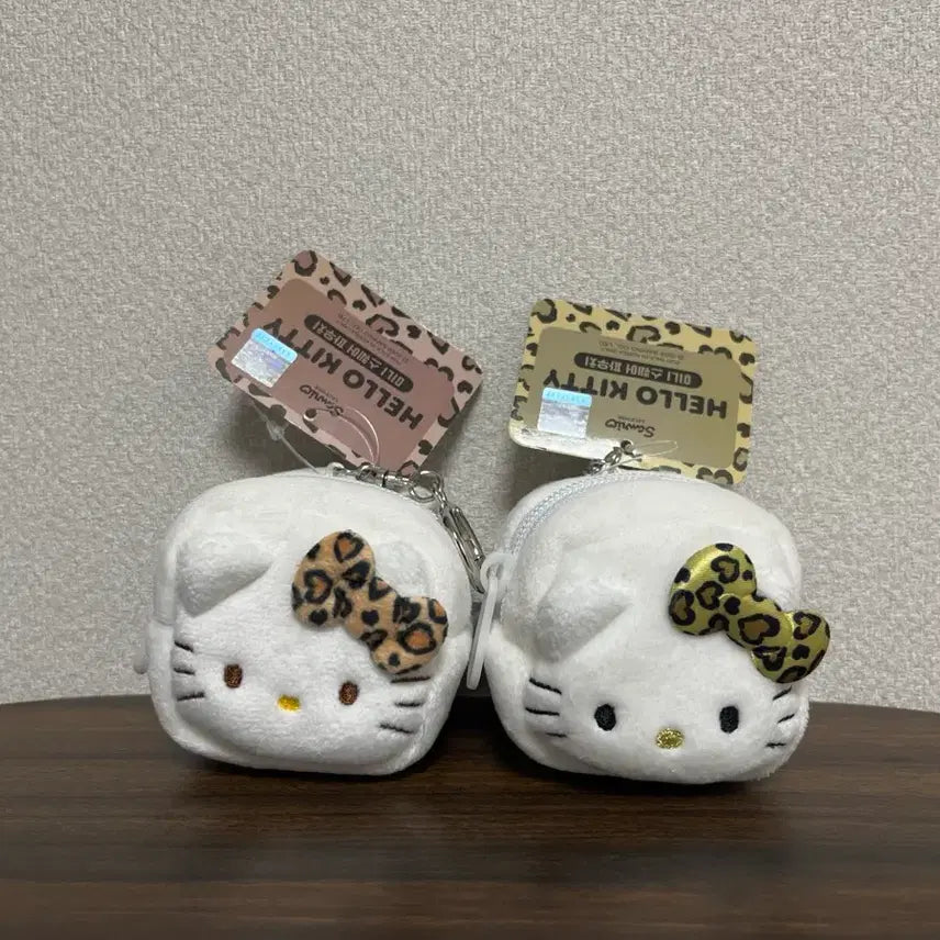 [BUNJANG] Sanrio Hello Kitty Mini Square Pouch Keychain Set (Leopard Print) / Set 산리오 헬로키티 미니 스퀘어 파우치 키링 2종 레오파드 호피