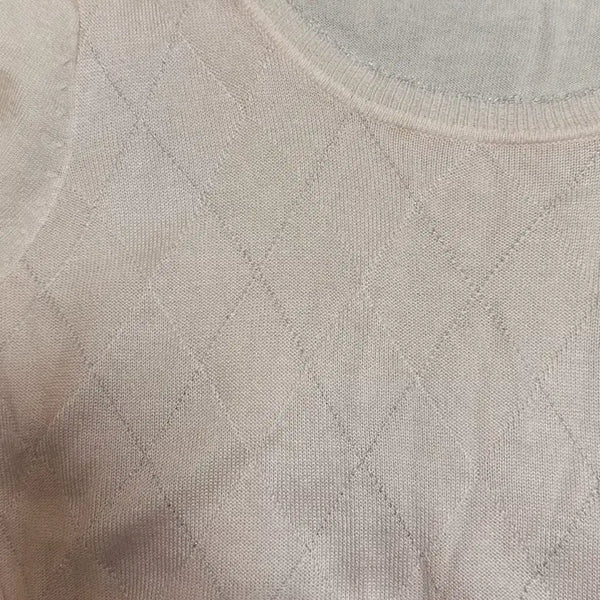 [BUNJANG] Binoruz Peach Pink Silver Thread Argyle Short Sleeve Knit / 대장급 갸루 피치핑크 은사 아가일 반팔 니트 하치 하구미