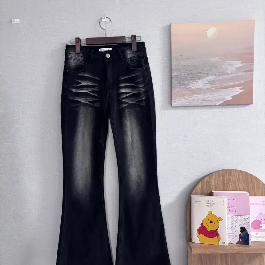[BUNJANG] Black Wash Bootcut Jeans / 캣워싱 흑청 부츠컷