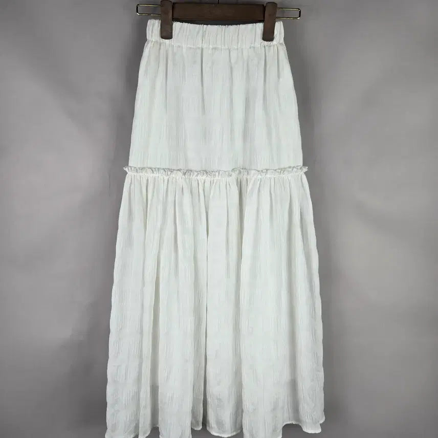 [BUNJANG] Women's White Flare Long Skirt / [무료배송]여성 F 밴딩 화이트 캉캉 플레어 롱 스커트 치마