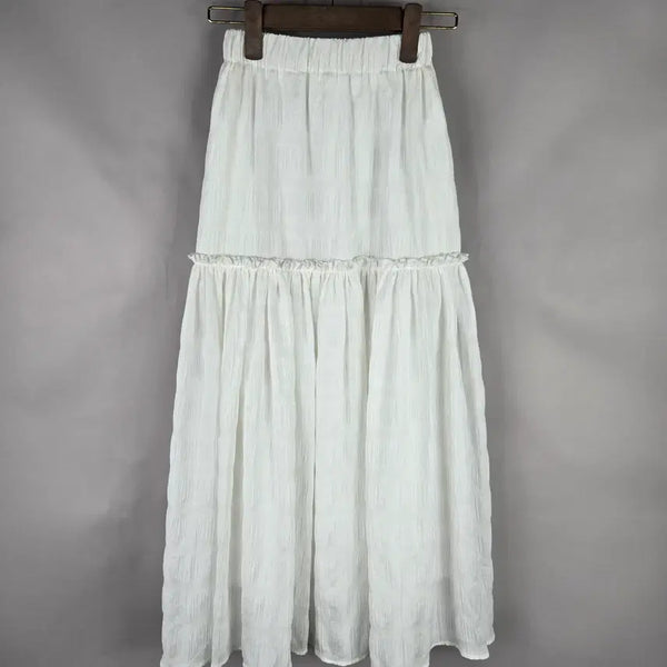 [BUNJANG] Women's White Flare Long Skirt / [무료배송]여성 F 밴딩 화이트 캉캉 플레어 롱 스커트 치마