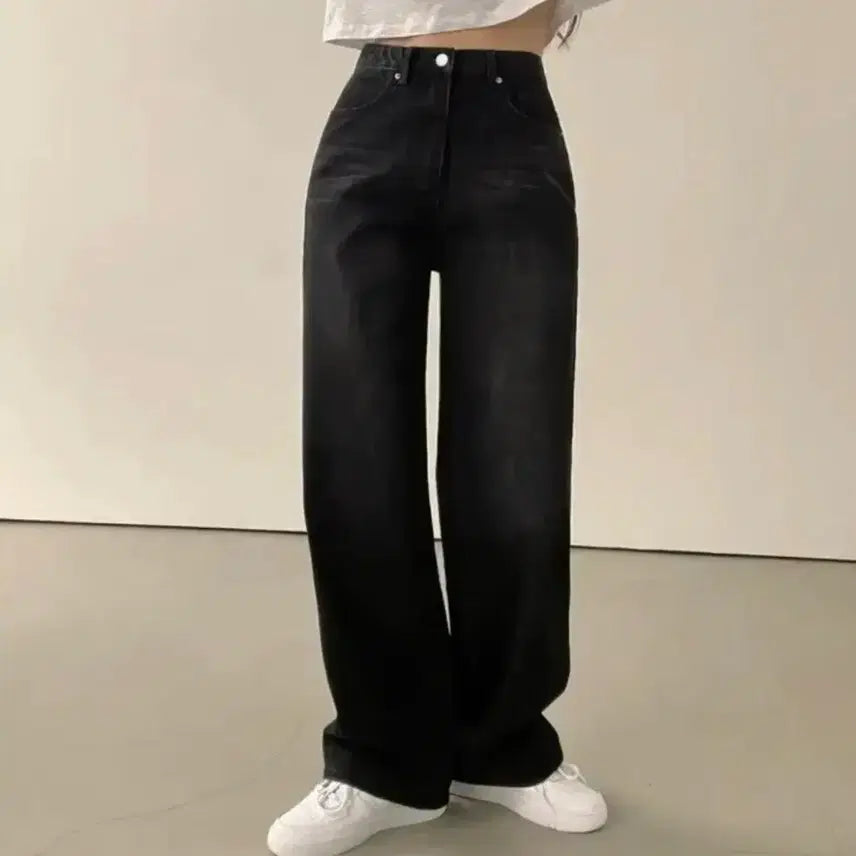 [BUNJANG] Andmore Wide Denim Pants Black Indigo Short S / 앤드모어 와이드 데님 팬츠 흑청 숏 S