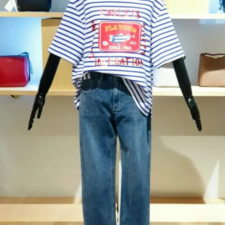 [BUNJANG] Benetton Semi-Baggy Denim Pants with Back Elastic Waistband / 베네통 뒷밴딩 세미 배기 데님 팬츠