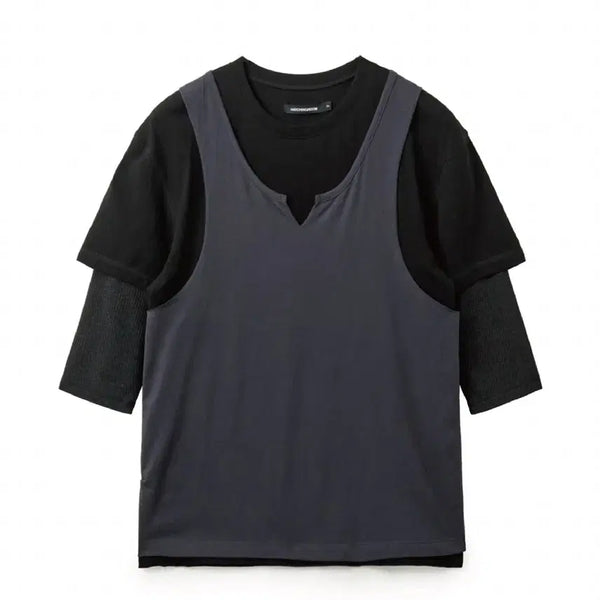 [BUNJANG] HAECHINGROOM Triple Layered T-Shirt Blue Charcoal Size 3 / 해칭룸 트리플 레이어드티 블루 차콜 3사이즈