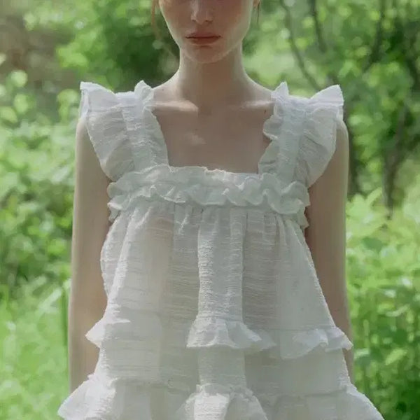 [BUNJANG] The TIS Summer Tweed Ruffle Blouse / The tis 더티스 썸머 트위드 러플 블라우스
