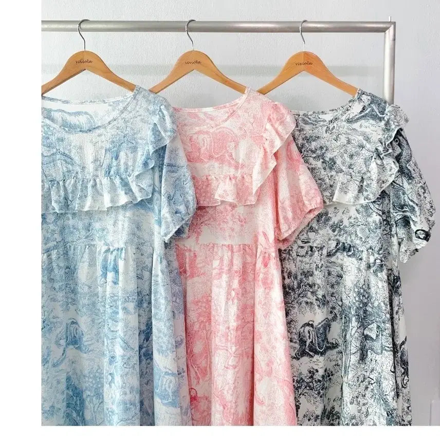 [BUNJANG] Tual Nightgown Short Sleeve Frill Dress / 뜨왈잠옷(새상품)1개가격