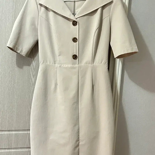 [BUNJANG] Beige Collar Midi Dress / 베이지색 카라 원피스 하객룩