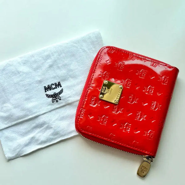 [BUNJANG] MCM Enamel Leather Bifold Wallet / MCM 반지갑 엠씨엠 에나멜 명품지갑