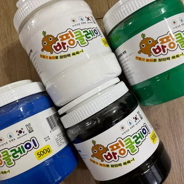 [BUNJANG] Clay Crafting Kit - 500g Large Capacity (Blue, Green) - 2 Jars / 클레이 대용량 새제품 500g 2통(파랑,초록) 공예 미술