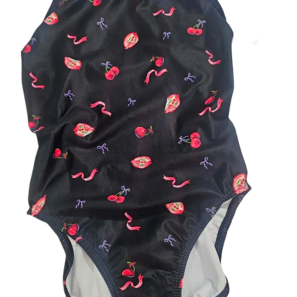 [BUNJANG] Cherry Pattern One-Piece Swimsuit / 체리 패턴 원피스 수영복 (착샷)