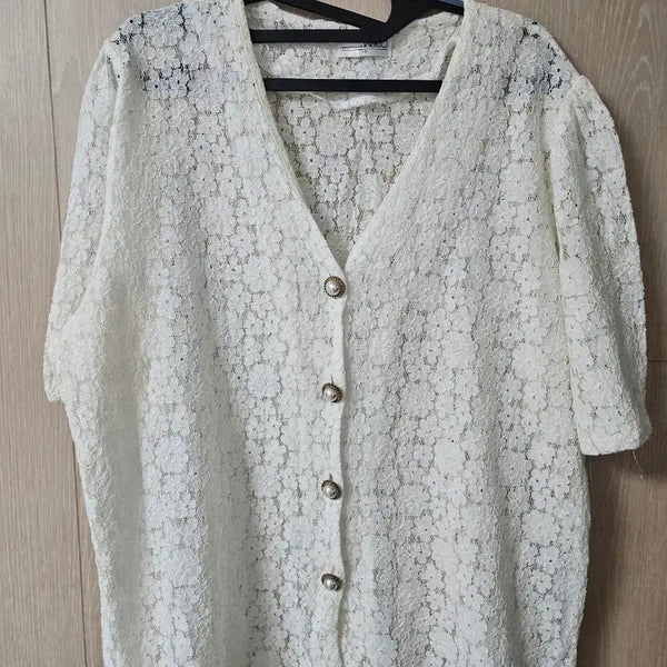 [BUNJANG] Women's Plus Size Summer Cream Blouse / 여성 빅사이즈 여름 블라우스
