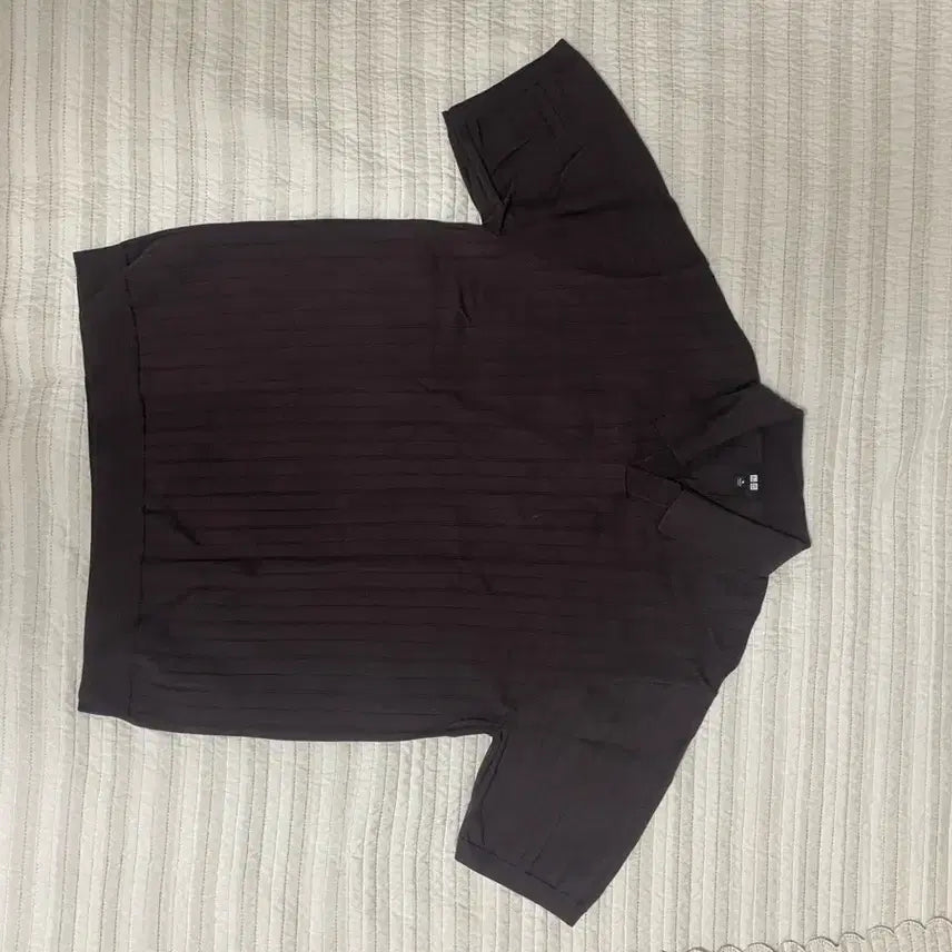 [BUNJANG] Uniqlo Washable Knit Skipper Polo Sweater (Short Sleeve) Dark Purple XL / 유니클로 워셔블니트스키퍼폴로스웨터(반팔) 다크퍼플 사이즈 XL