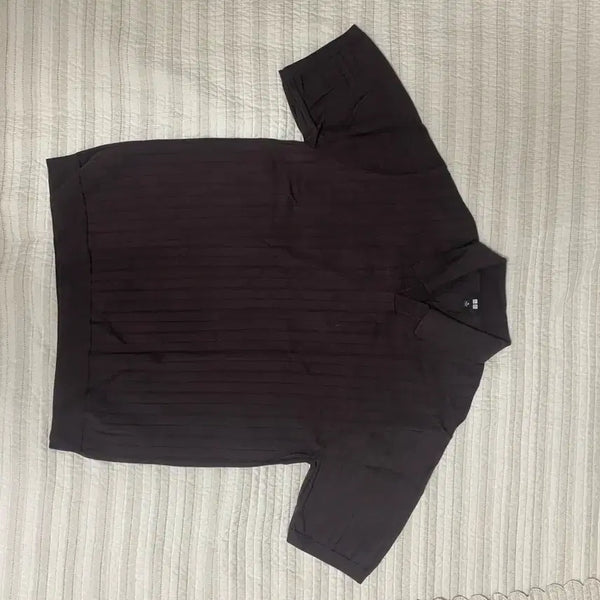 [BUNJANG] Uniqlo Washable Knit Skipper Polo Sweater (Short Sleeve) Dark Purple XL / 유니클로 워셔블니트스키퍼폴로스웨터(반팔) 다크퍼플 사이즈 XL