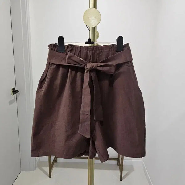 [BUNJANG] Ribbon Linen Blend Banding Shorts / 리본 린넨 밴딩 반바지 3색상택1