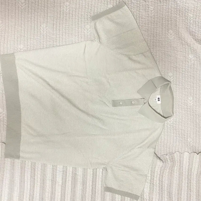 [BUNJANG] Uniqlo Washable Knit Polo Sweater (Short Sleeve) Stripe XL / 유니클로 워셔블니트폴로스웨터(반팔)스트라이프 사이즈 XL팝니다.