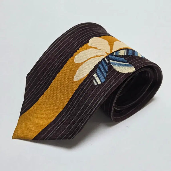 [BUNJANG] Valentino Silk Floral Pattern Necktie Brown / 발렌티노 실크 넥타이 브라운 플라워 패턴