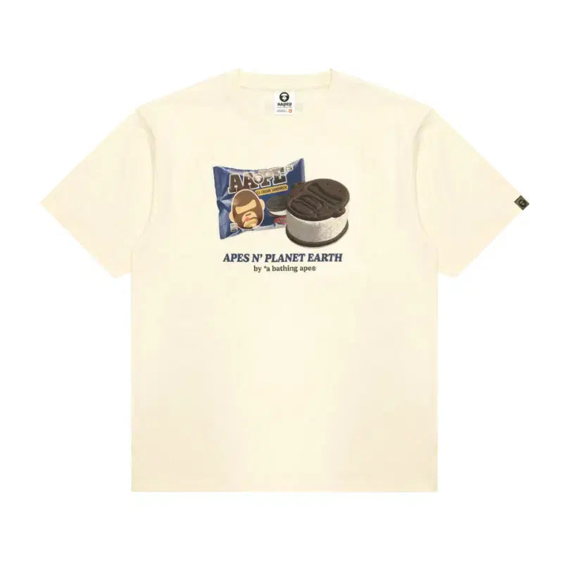 [BUNJANG] AAPE Ice Cream Graphic T-Shirt Ivory S / (새상품) AAPE 에이프 아이스크림 그래픽 티셔츠 아이보리 S