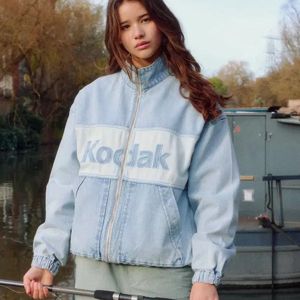 [BUNJANG] Kodak Color Block Denim Big Logo Jacket / 코닥 컬러블럭 데님 빅로고 자켓