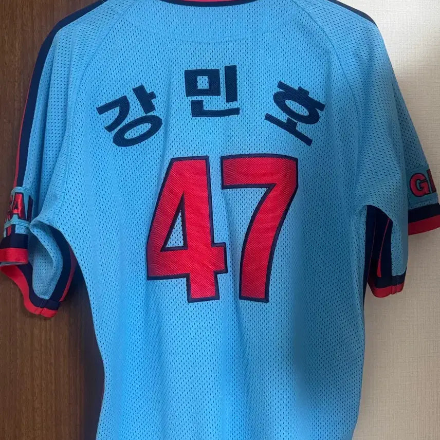 [BUNJANG] Lotte Giants Kang Min-ho 47 Smurf Jersey / 롯데자이언츠 강민호 47 마킹 스머프 유니폼