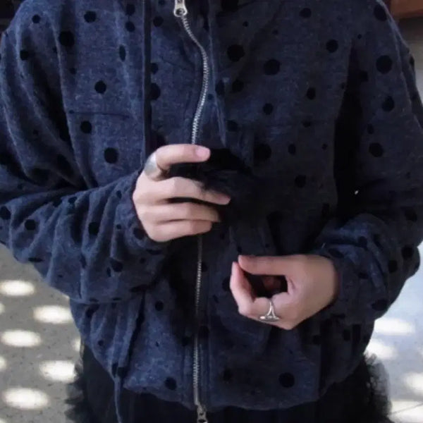 [BUNJANG] Dot Hooded Zip-Up / 도트 후드집업