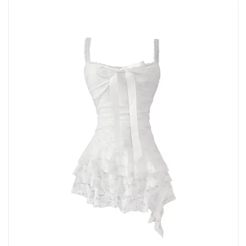 [BUNJANG] Szene Lace Ribbon Dress White / 스젠 원피스 화이트