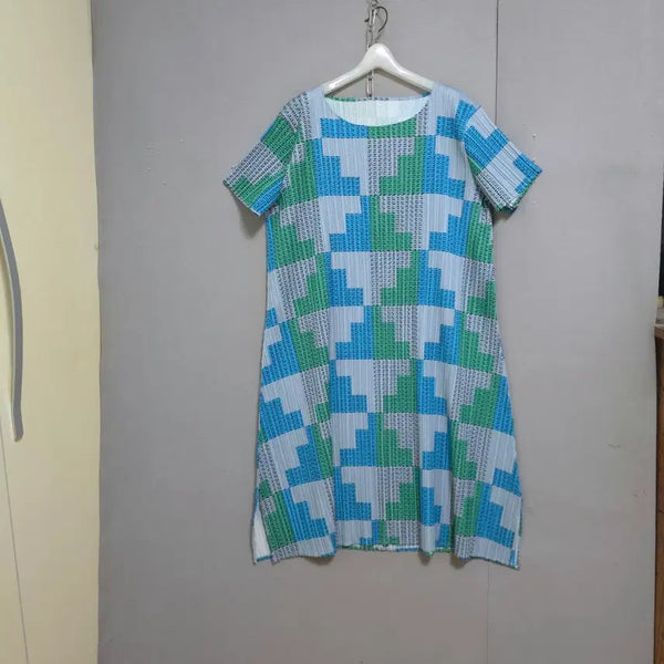 [BUNJANG] Women's Loose Fit Pleated Dress Size L / 패턴이쁜 박시핏 플리츠 원피스 L  n7007