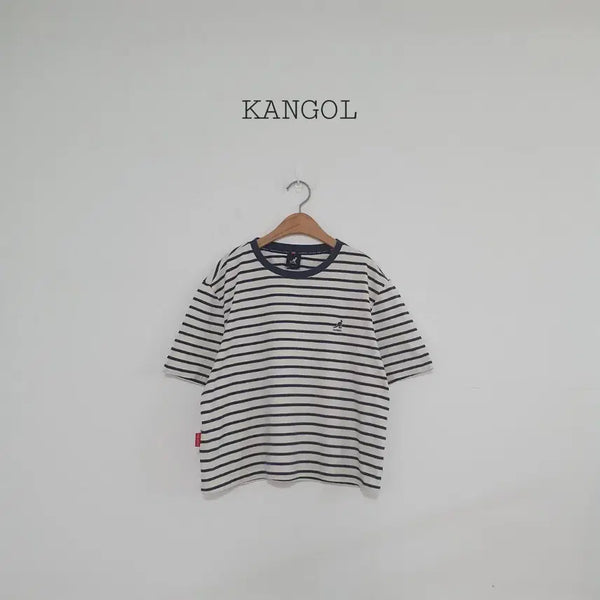 [BUNJANG] Kangol Stripe Cropped T-Shirt Navy / 세일)No.26082508 캉골 스트라이프 크롭 반팔티 네이비