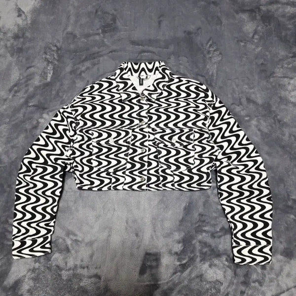 [BUNJANG] H&M Patterned Crop Jacket (XS) / (XS)여성 H&M 패턴 크롭 자켓