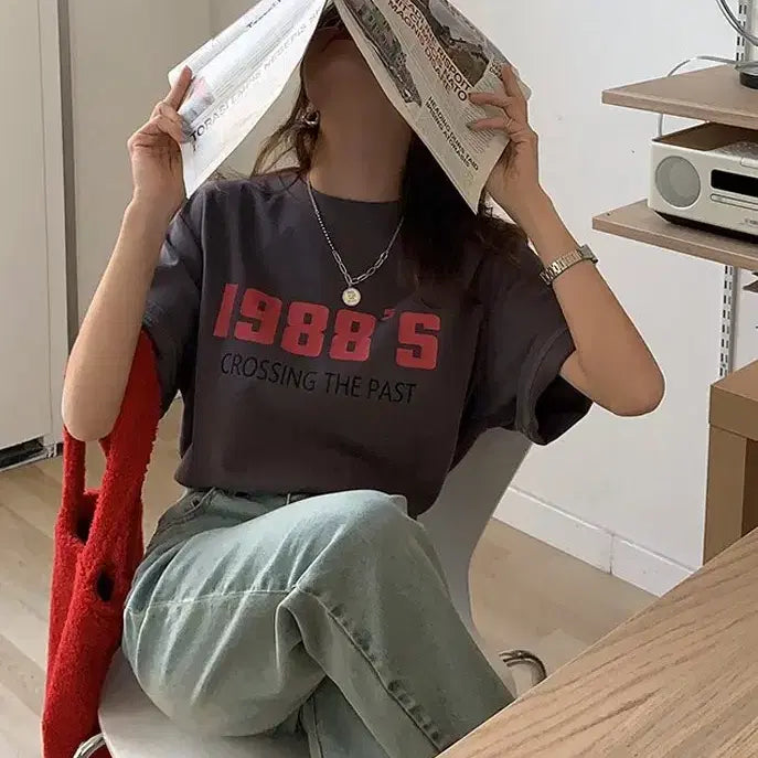 [BUNJANG] Loose Fit Lettering Short Sleeve T-Shirt / 루즈핏 레터링 반팔티