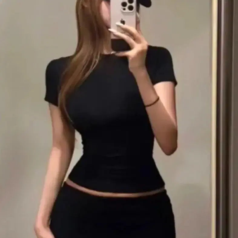 [BUNJANG] New & Bee Skinny Fit T-Shirt Gray / 에이블리 뉴앤비 스킨잘록티 그레이