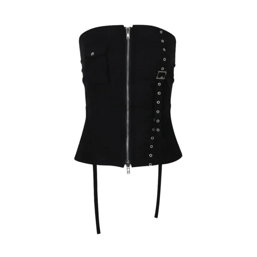 [BUNJANG] Bohemian Seoul Grunge Biker Bustier Top / 보헤미안서울) 그런지 바이커 뷔스티에 탑