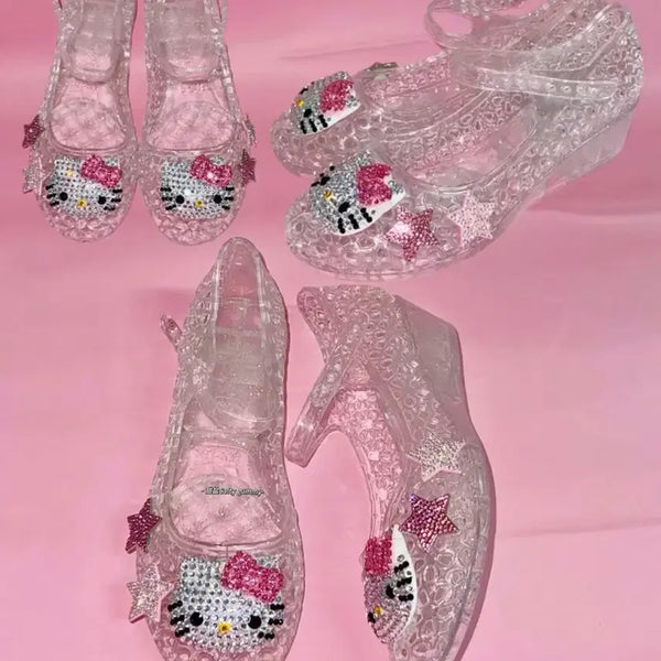 [BUNJANG] Hello Kitty Transparent Jelly Shoes Size 38 / 헬로키티 투명 젤리 슈즈 38
