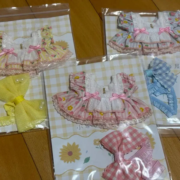 [BUNJANG] 10cm Doll Clothes Bokdong Closet Strawberry Dress Bundle Set / 10cm 솜인형 의상 복동이옷장 딸기원피스