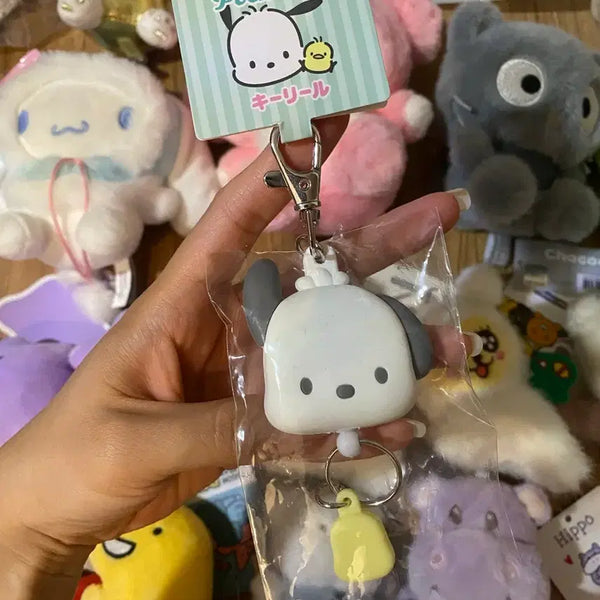 [BUNJANG] Sanrio Pochacco Reel Holder Reel Pass Keychain / 정품 산리오 포차코 릴홀더 릴패스 릴키링