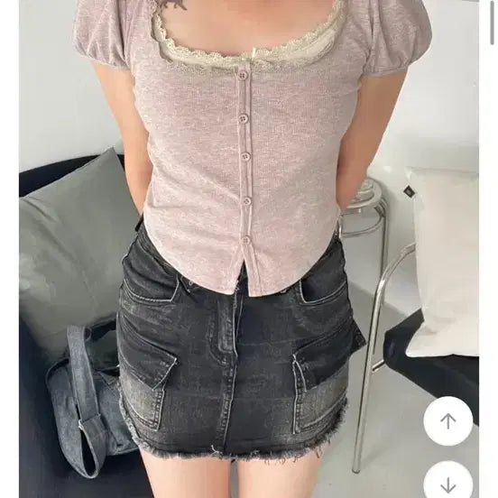 [BUNJANG] Puff Lace Short Sleeve T-Shirt / 퍼프 레이스 숏 반팔티