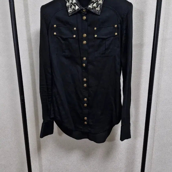 [BUNJANG] Balmain SS12 Lambskin Jewel Button Shirt / [34] 발망 SS12 램스킨 보석 장식 카라 버튼 셔츠