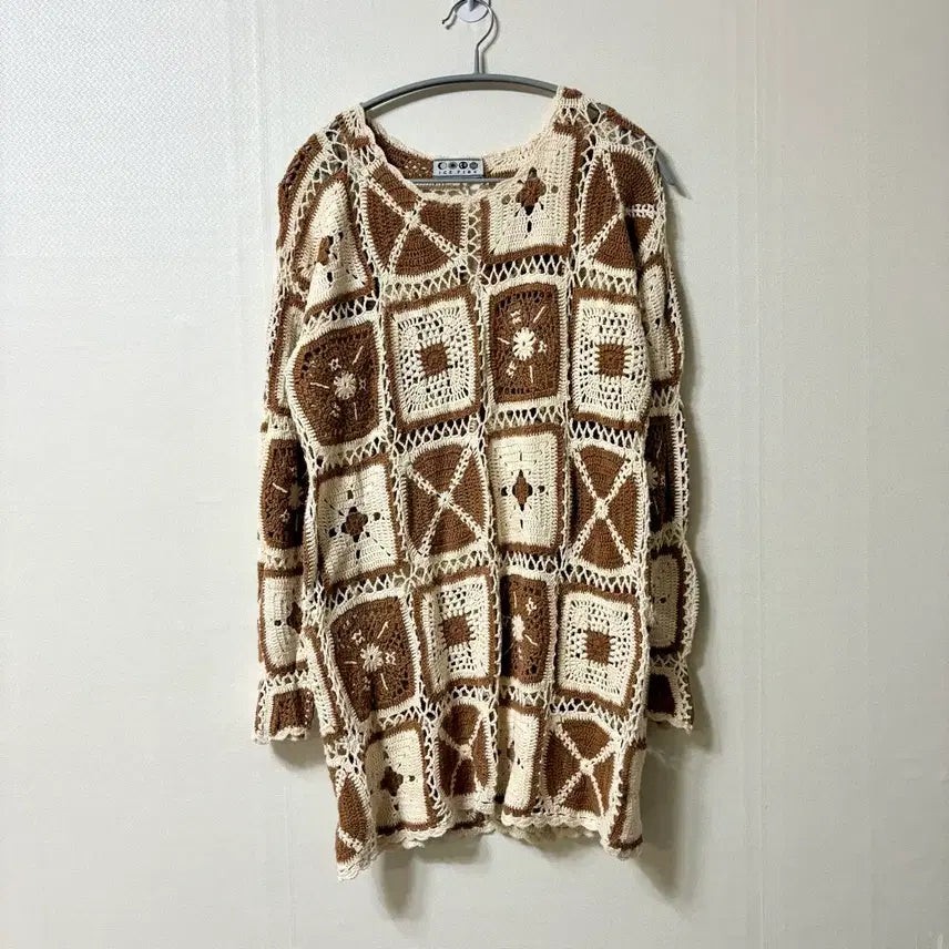 [BUNJANG] ICE FIRE Crochet Knit Dress Bohemian Ethnic Hippie / 크로셰 보헤미안 에스닉 히피 니트 원피스