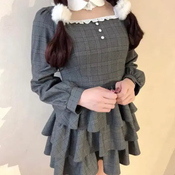 [BUNJANG] Evelyn Check Pattern 3-Tiered Dress / 에블린 evelyn 체크 패턴 3단 티어드 원피스 스나계