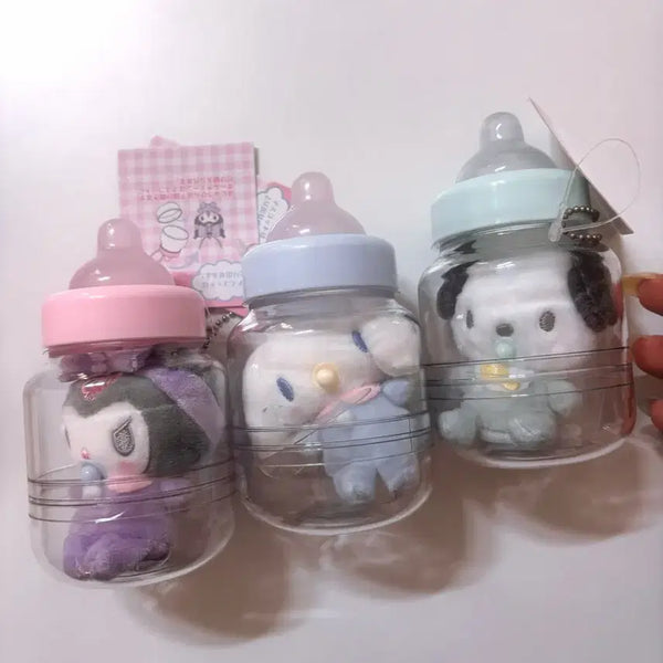 [BUNJANG] Sanrio Characters Baby Bottle Keychain Set (Cinnamoroll, Pochacco, Kuromi) - Sealed / 산리오 캐릭터 인형 젖병 키링 미개봉 새상품 (시나모롤 포차코 쿠로미)
