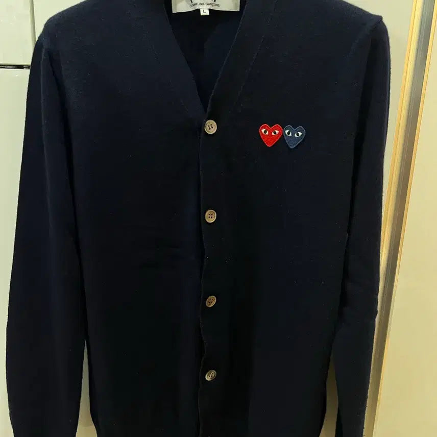 [BUNJANG] Comme des Garçons Double Patch Navy Cardigan L / 꼼데가르송 더블패치 네이비가디건 L