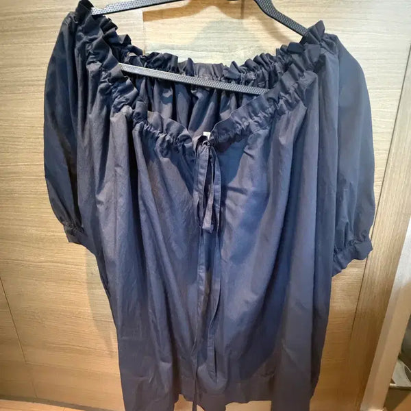 [BUNJANG] Armorshaee Shirring Top Blouse Navy / 아모르샤이 armorshaee 셔링탑 블라우스 네이비