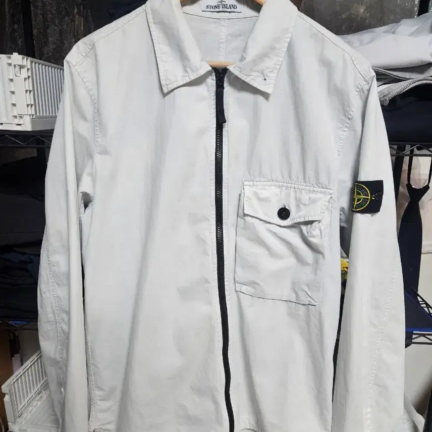 [BUNJANG] Stone Island White Overshirt L / [20ss/L] 스톤아일랜드 화이트 오버셔츠