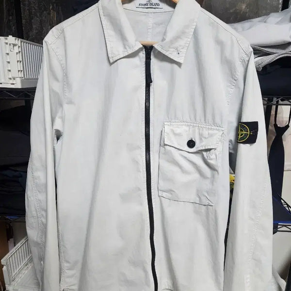 [BUNJANG] Stone Island White Overshirt L / [20ss/L] 스톤아일랜드 화이트 오버셔츠