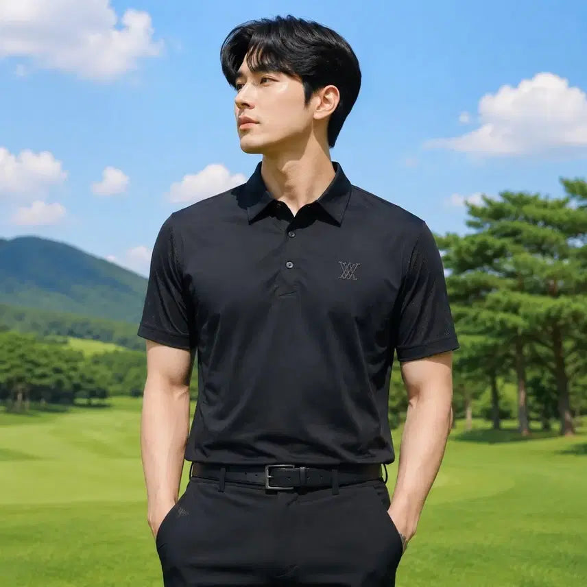 [BUNJANG] Anew Golf Men's Signature Logo Short Sleeve Polo Shirt XXL / [정품]어뉴 골프 남성 시그니처 로고 카라 반팔 티셔츠 XXL