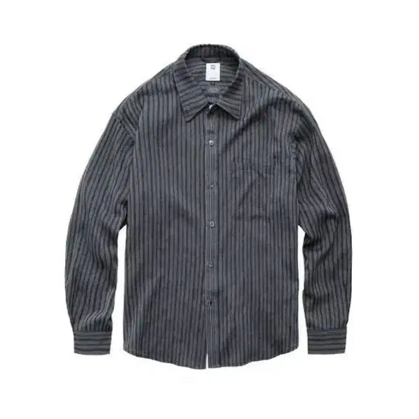 [BUNJANG] Politorer Loose Striped Shirt Charcoal / [2] 폴리테루 루즈드 스트라이프 셔츠 차콜